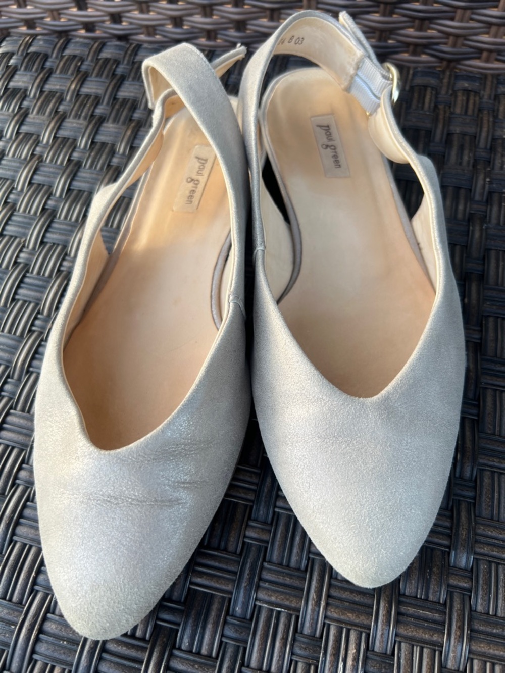 Paul Green Metallic Silver Pointed Slingback Mules